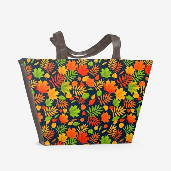 Пляжная сумка «Осенний паттерн с разноцветными листьями»