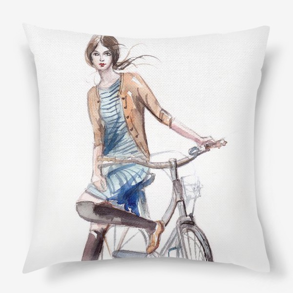 Подушка «Девушка на велосипеде»