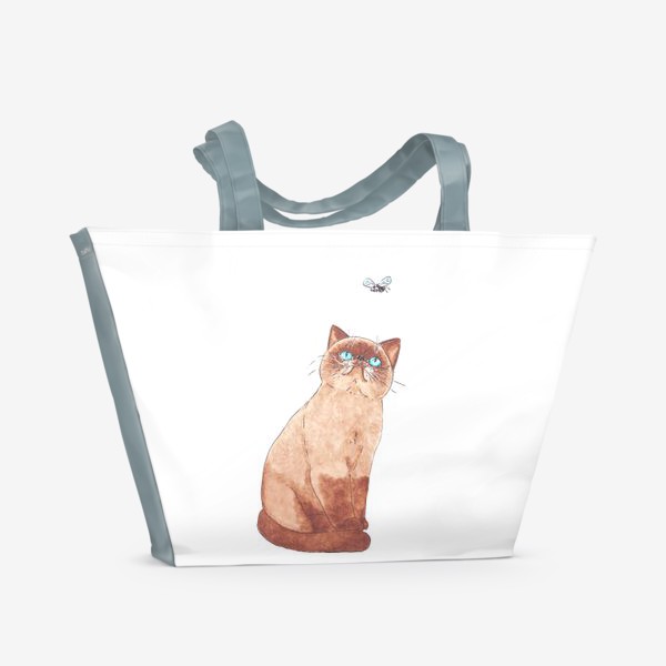 Пляжная сумка «Экзотическая кошка с голубыми глазами. Кот»