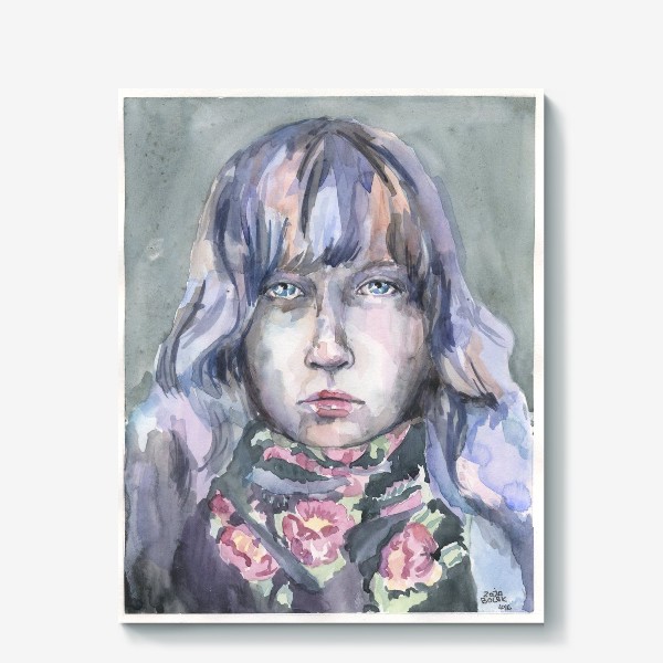 Холст «Девушка с цветочным шарфом»