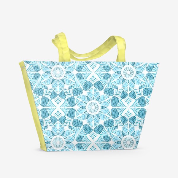 Пляжная сумка «текстура в голубые мандалы»