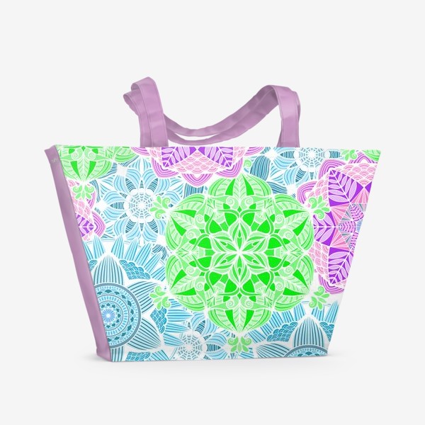 Пляжная сумка «текстура в разноцветные мандалы»