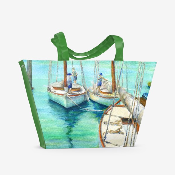 Пляжная сумка &laquo;Море, лодки.&raquo;