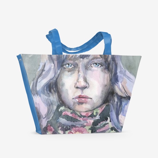 Пляжная сумка «Девушка с цветочным шарфом»
