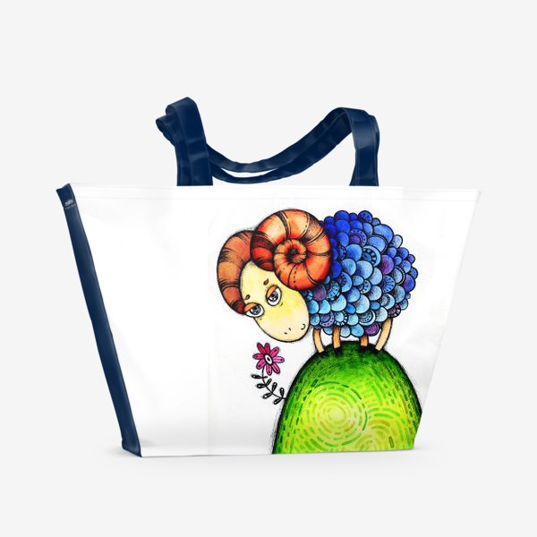 Пляжная сумка «Барашек на лужайке»