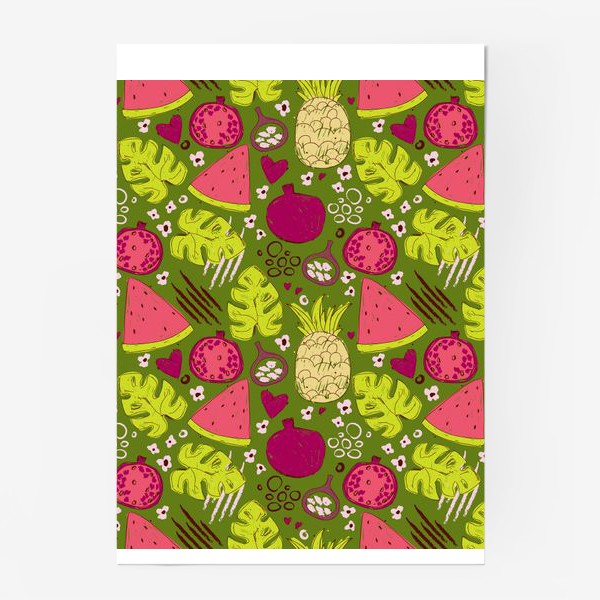Постер «Паттерн с тропическими фруктами»