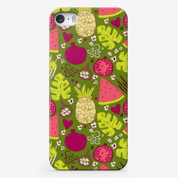 Чехол iPhone «Паттерн с тропическими фруктами»