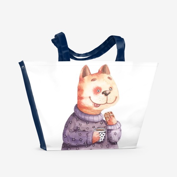Пляжная сумка «Кот с вафелькой»