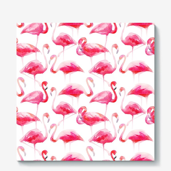 Холст «Розовые акварельные фламинго »