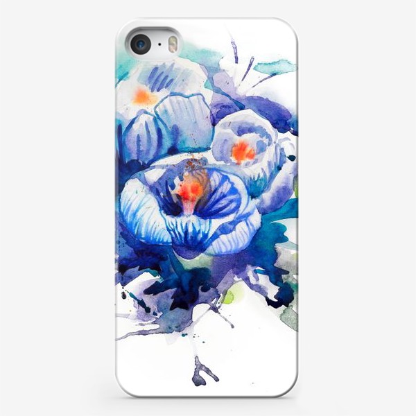 Чехол iPhone «Акварельные голубые цветы»