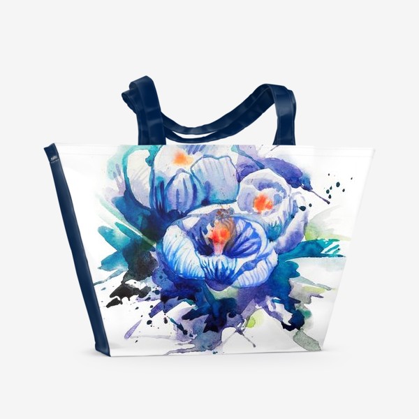 Пляжная сумка «Акварельные голубые цветы»