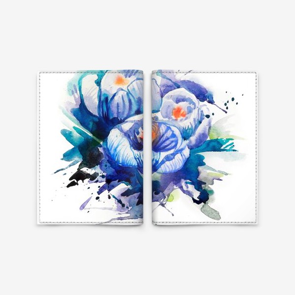 Обложка для паспорта «Акварельные голубые цветы»