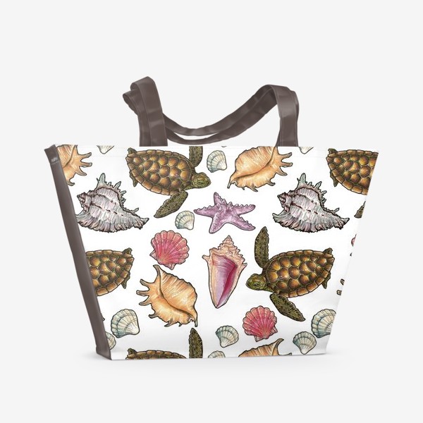 Пляжная сумка «Черепаха и ракушки»
