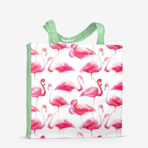 Сумка-шоппер «Розовые акварельные фламинго »