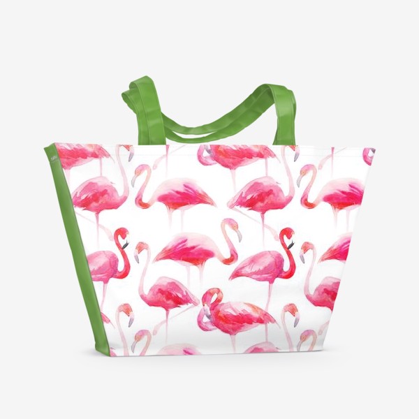 Пляжная сумка &laquo;Розовые акварельные фламинго &raquo;