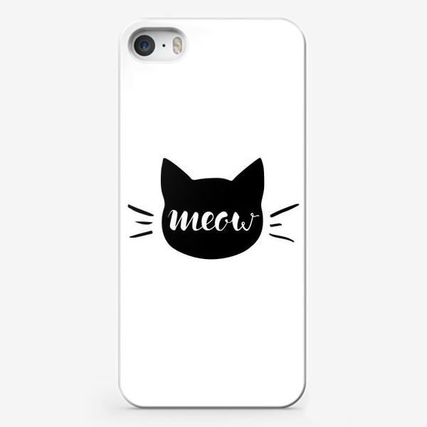 Чехол iPhone «Чёрная кошка. Cat meow»