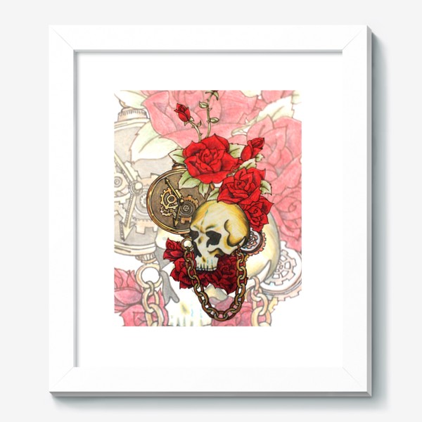 Картина «розы и череп»