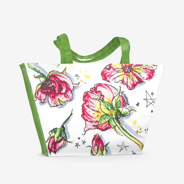 Пляжная сумка «Цветы и звездочки»