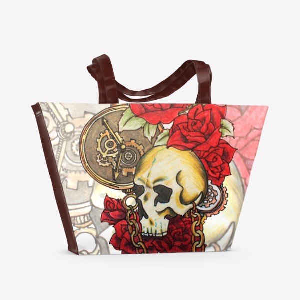 Пляжная сумка &laquo;розы и череп&raquo;