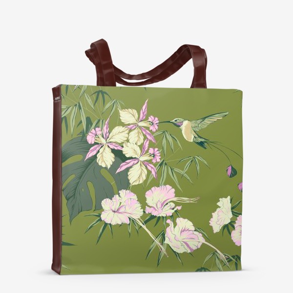 Сумка-шоппер «Тропические цветы и колибри»