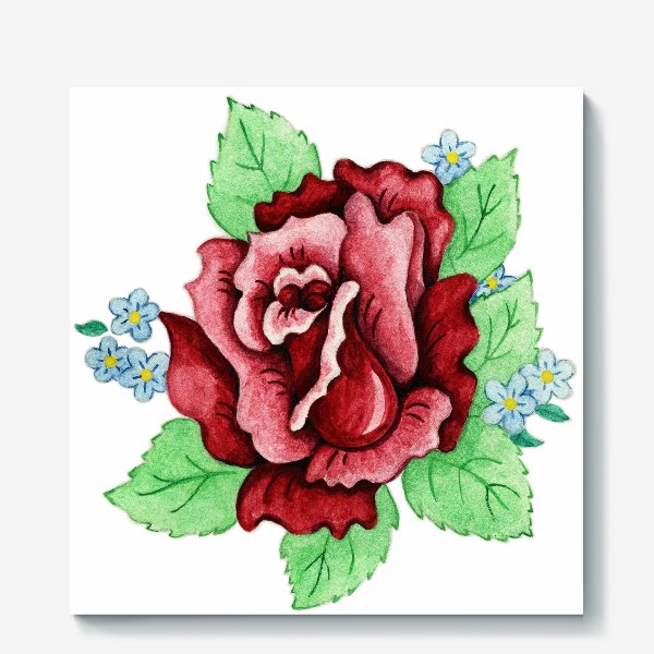 Холст «Декоративная роза с незабудками»