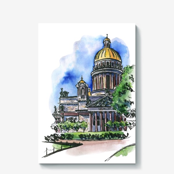 Холст «Акварельный скетч Исаакиевский собор в Петербурге»