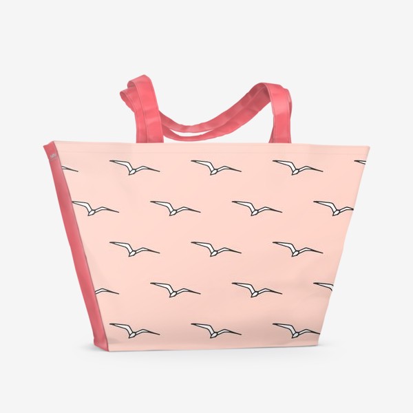 Пляжная сумка «Чайки в розовом»