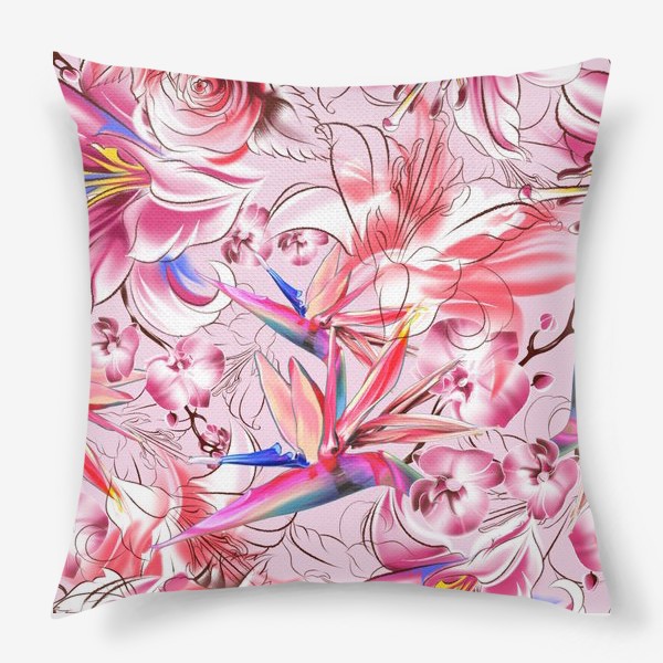 Подушка «Цветочный розовый узор»