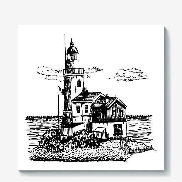 Холст «Старый маяк на острове»