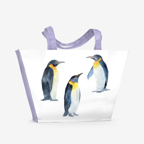 Пляжная сумка «Акварель Пингвины»