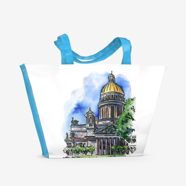 Пляжная сумка &laquo;Акварельный скетч Исаакиевский собор в Петербурге&raquo;