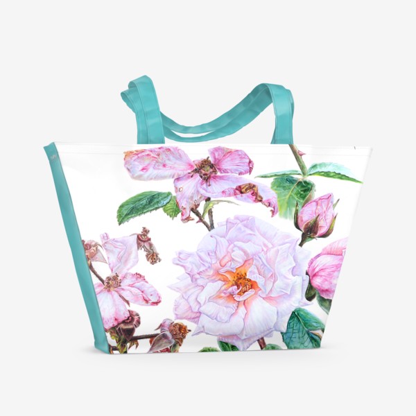 Пляжная сумка «Розовые розы и лепестки»