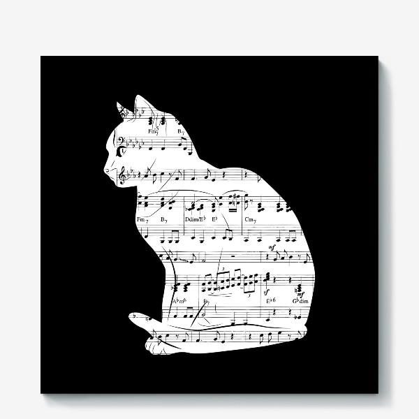 Холст «Музыкальный кот ноты»