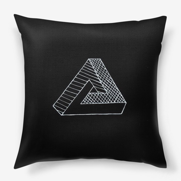 Подушка «Невозможный треугольник на черной бумаге»