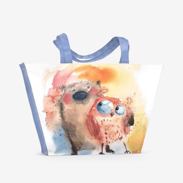 Пляжная сумка «Медведь и сова »