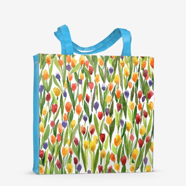 Сумка-шоппер «цветные тюльпаны на белом фоне»