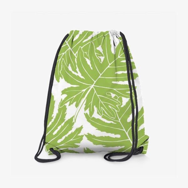 Рюкзак «Филодендрон двоякоперистый, листья, паттерн (зеленый)»