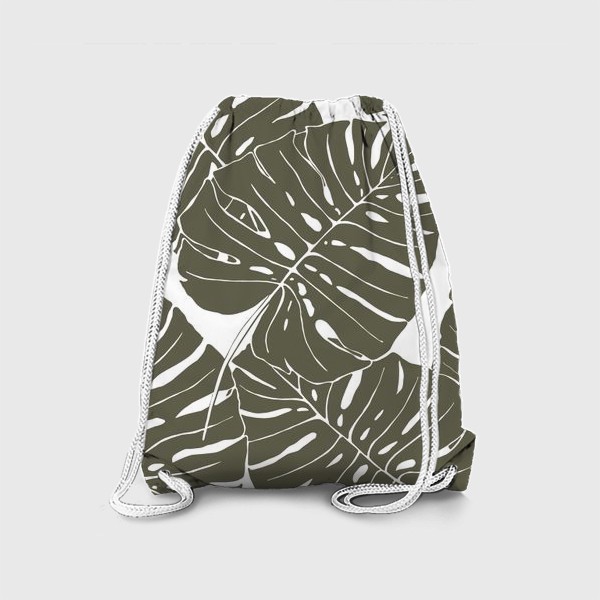 Рюкзак «Монстера - паттерн из листьев (серый)»