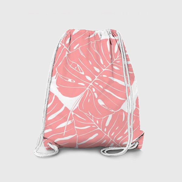 Рюкзак «Монстера - паттерн из листьев (розовый)»