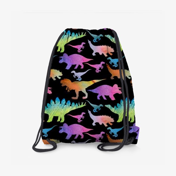 Рюкзак «Радужные динозавры на черном»