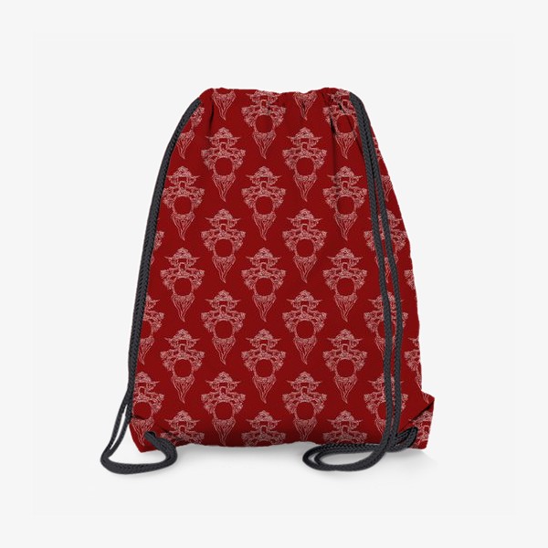 Рюкзак «Паттерн из виньеток на красном фоне»