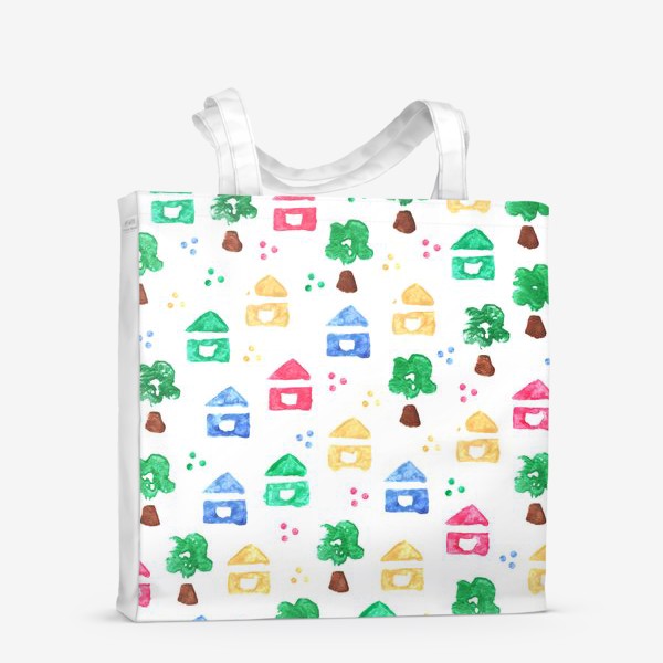 Сумка-шоппер «Детский паттерн милые домики и деревья»