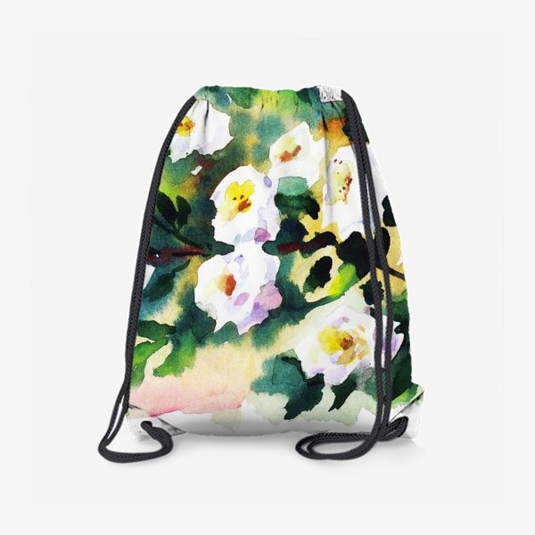 Рюкзак «Акварель цветы, яблоня, белые розы»