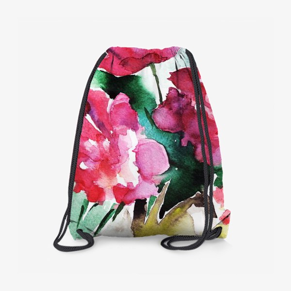 Рюкзак «Акварельный букет пионов в вазе, цветы, лето»