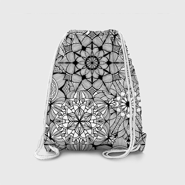 Рюкзак «Черно-белая текстура в мандалы»