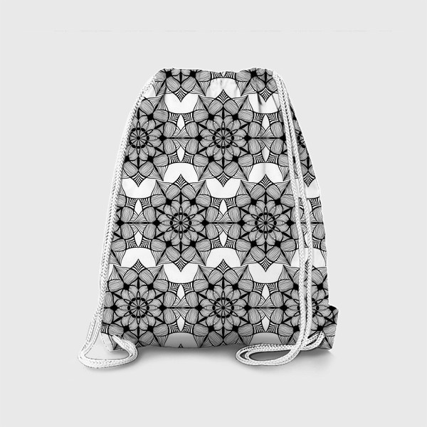 Рюкзак «Черно-белая текстура в мандалы»
