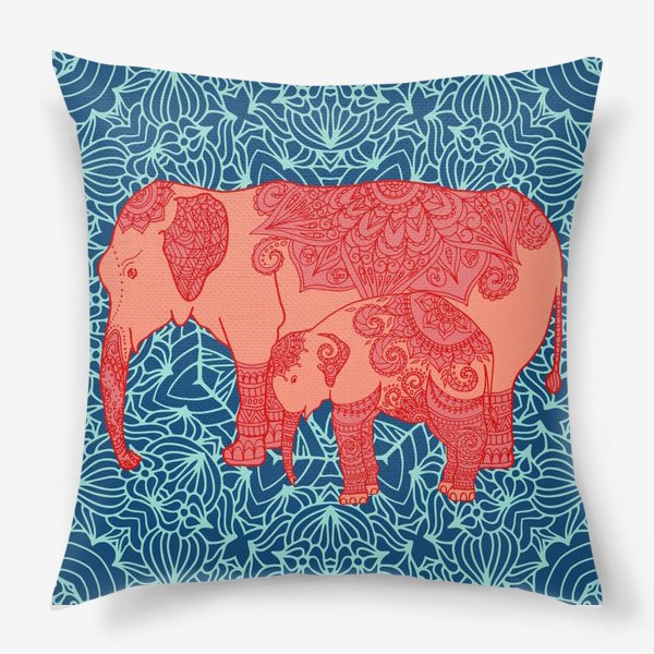 Подушка &laquo;Индийский слон и слоненок&raquo;