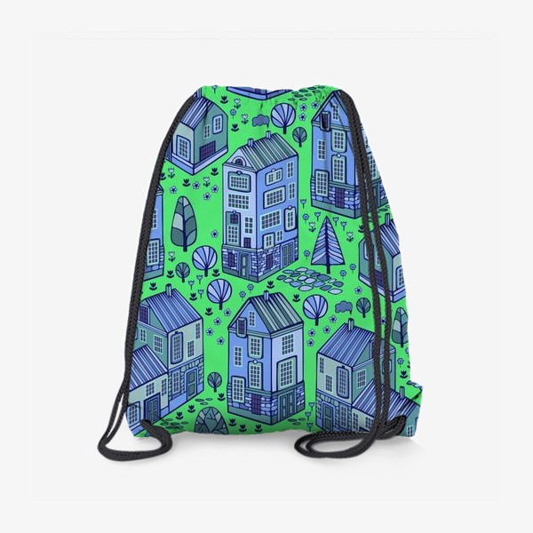 Рюкзак «Текстура с голубыми домиками»