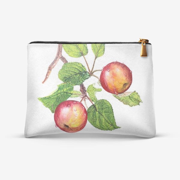 Косметичка &laquo;Фрукты, красные яблоки на ветке. Ботаническая иллюстрация&raquo;