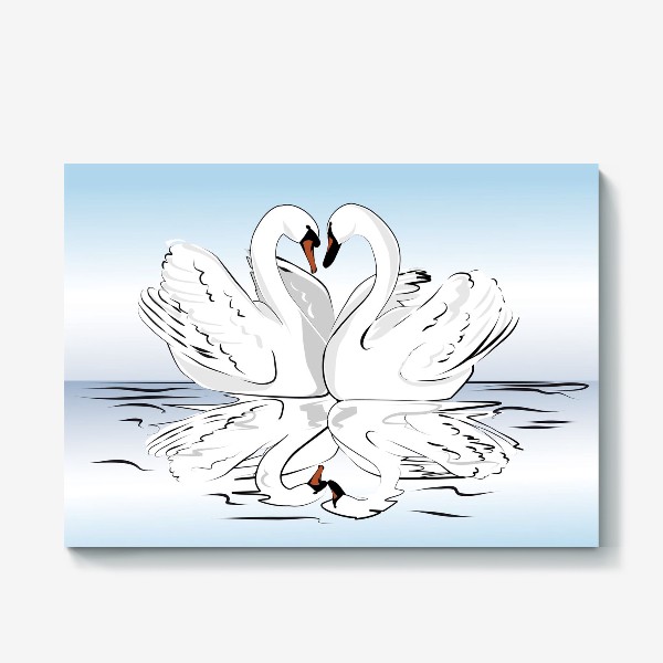 Холст «влюбленные лебеди»